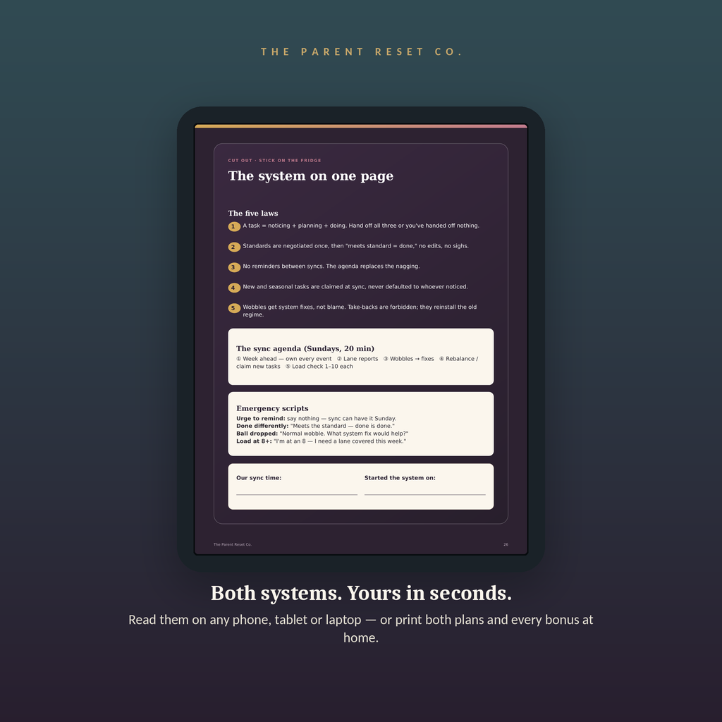 The Calm Household Kit open on a tablet, showing that both guides can be read on a device