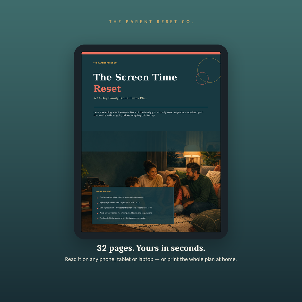 The Screen Time Reset open on a tablet, showing that the guide can be read on a device