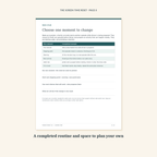 Page 6 of The Screen Time Reset: a completed example of one changed screen routine, with space to plan your own